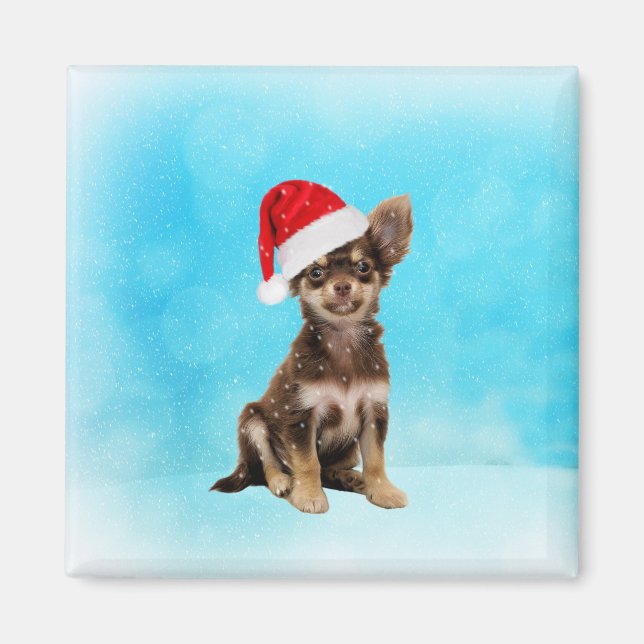 Lass es Schnee Weihnachten Chihuahua Hund tragen H Magnet (Vorne)