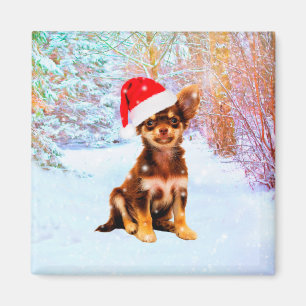 Lass es Schnee Weihnachtsfeiertag Chihuahua Hund Magnet