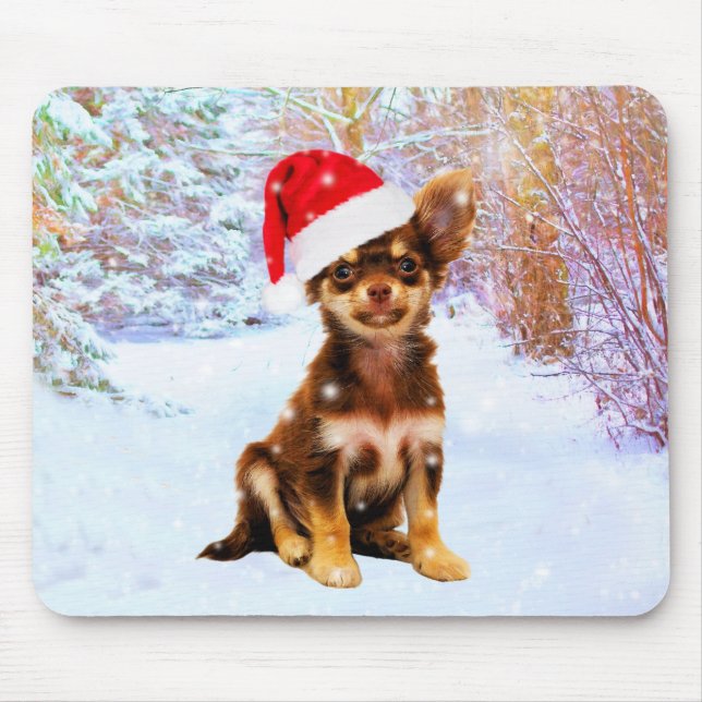 Lass es Schnee Weihnachtsfeiertag Chihuahua Hund Mousepad (Vorne)