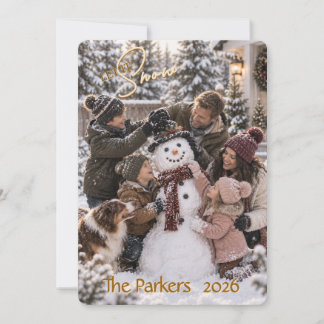 Lass-es-schneien-Familienfoto-Weihnachtskarte Feiertagskarte