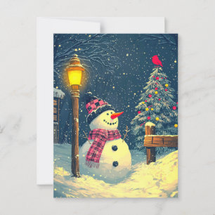 Lass es schneien! Frohlicher Weihnachtsschneemann Postkarte