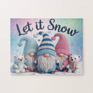 Lass-es-Schneien-Gnome-Puzzle Puzzle