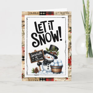 Lass es schneien Schneemann Weihnachten Karte