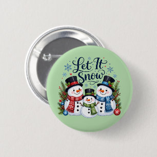 Lass es schneien Schneemannfamilie Button