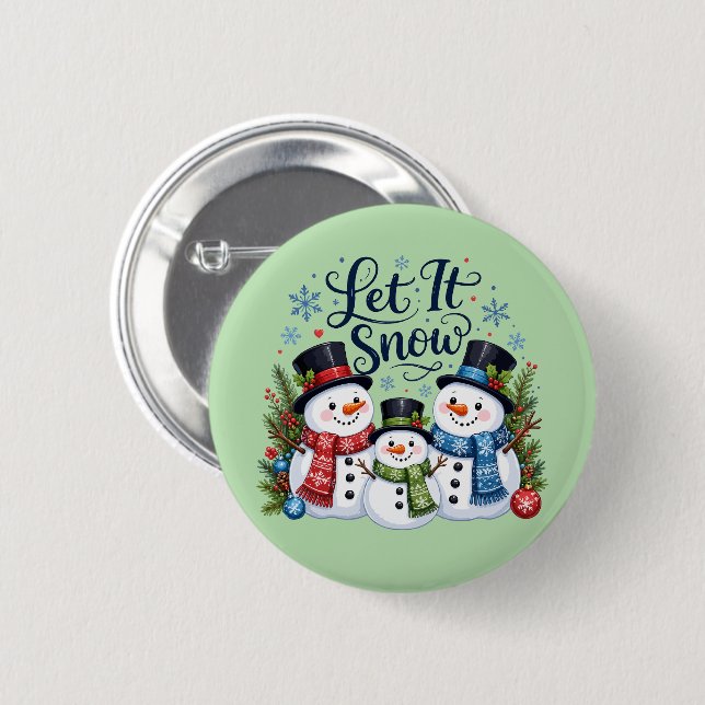 Lass es schneien Schneemannfamilie Button (Vorne & Hinten)