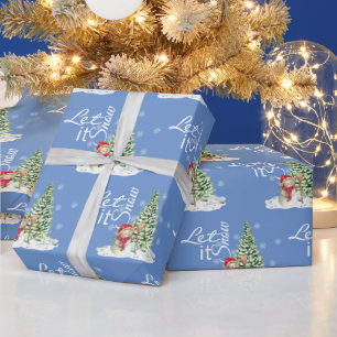 Lass es schneien   Schöne blaue Weihnachten Geschenkpapier