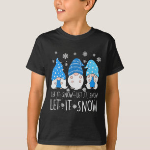 Lass es schneien Süße drei blaue Gnome passende Fa T-Shirt