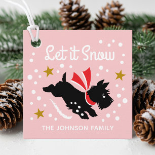 Lass es schneien Süßer Scottie-Hund Weihnachten Ro Geschenkanhänger
