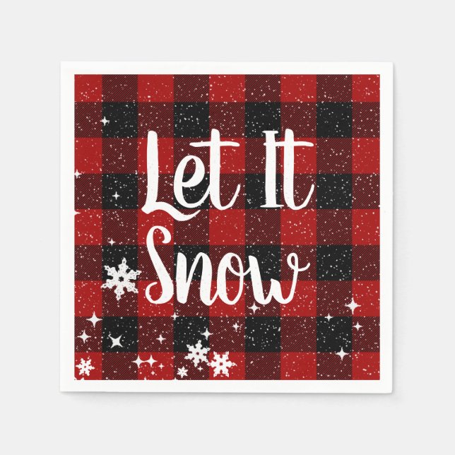 Lass es schneien Text auf Buffalo Plaid Serviette (Vorderseite)