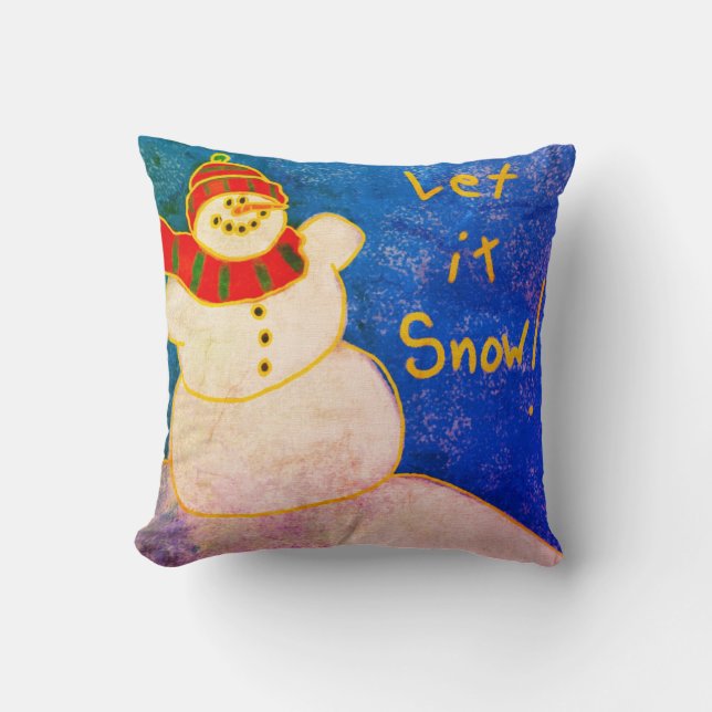 Lass es schneit! Abstrakte Snowman Art Kissen (Vorderseite)