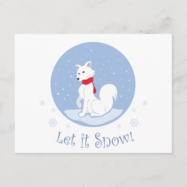 Lass es schneit! (Arctic Fox) Feiertagspostkarte (Vorderseite)