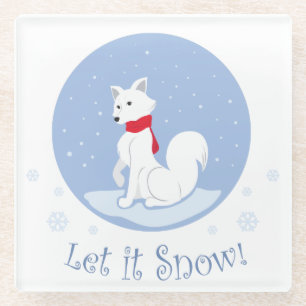 Lass es schneit! (Arctic Fox) Glasuntersetzer