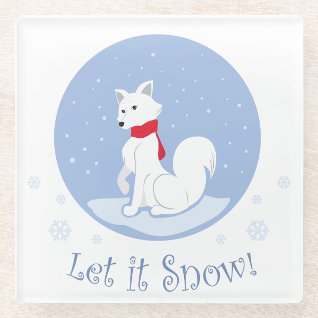 Lass es schneit! (Arctic Fox) Glasuntersetzer (Vorderseite)