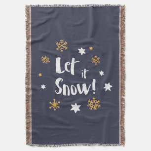 "Lass es schneit!" Calligrafie Christmas Blue Decke