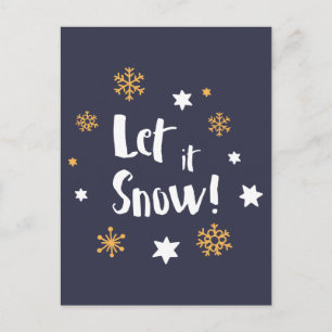 "Lass es schneit!" Calligrafie Christmas Blue Feiertagspostkarte