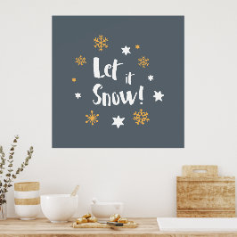 "Lass es schneit!" Calligrafie Christmas Gray Poster