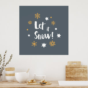 "Lass es schneit!" Calligrafie Christmas Gray Poster