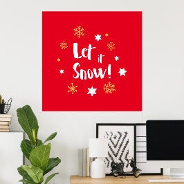 "Lass es schneit!" Calligrafie Christmas Red Poster
