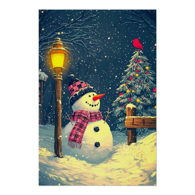 Lass es schneit! Happy Christmas Snowman Poster (Vorderseite)