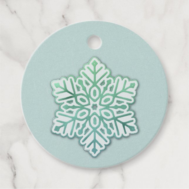Lass es schneit! Iridescent Winter Green Snowflake Geschenkanhänger (Vorderseite)