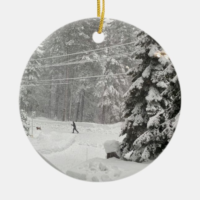 Lass es schneit! Keramik Ornament (Vorne)
