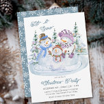 Lass es schneit Merry Snowman Weihnachts-Party Einladung<br><div class="desc">Schneemann Weihnachten Party Einladung. Niedliches Aquarelldesign mit einem Trio von fröhlichen Schneemännern umgeben von Weihnachtsbäumen. Die Winterurlaubssaison Einladung wird mit "Let it snow" geschrieben und Sie können die übrigen Formulierungen personalisieren.</div>