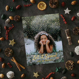 Lass es schneit! Modernes Foto Weihnachten Folien Feiertagspostkarte