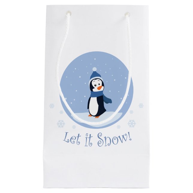 Lass es schneit! (Pinguin) Kleine Geschenktüte (Vorderseite)