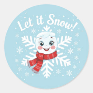 Lass es schneit! runder aufkleber
