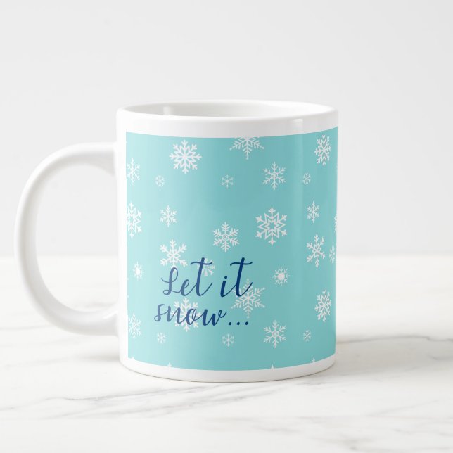 Lass es schneit... Schönes Schneeflockendesign Jumbo-Tasse (Links)
