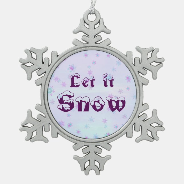 Lass es schneit! Winter Sky Snowflakes Polka Dots Schneeflocken Zinn-Ornament (Vorderseite)