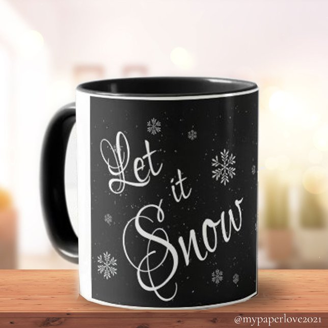 Lass es Schwarz-weißen Niedlichen Schneeflocken We Tasse (Von Creator hochgeladen)