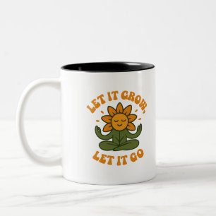 Lass es wachsen, lass es los - Sonnenblumen-Zen-Ku Zweifarbige Tasse