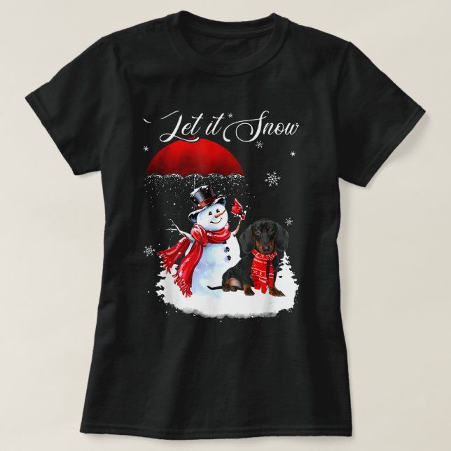 Lass es Weihnachten Shirt Niedliche Dackel und Sch (Design vorne)