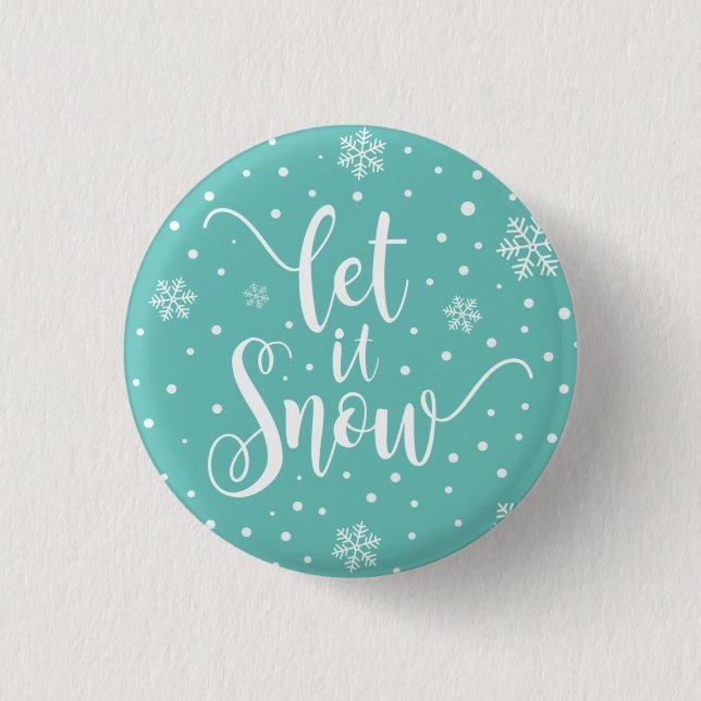 Lass es Weihnachtskalligrafie schnee | Schaltfläch Button (Vorderseite)