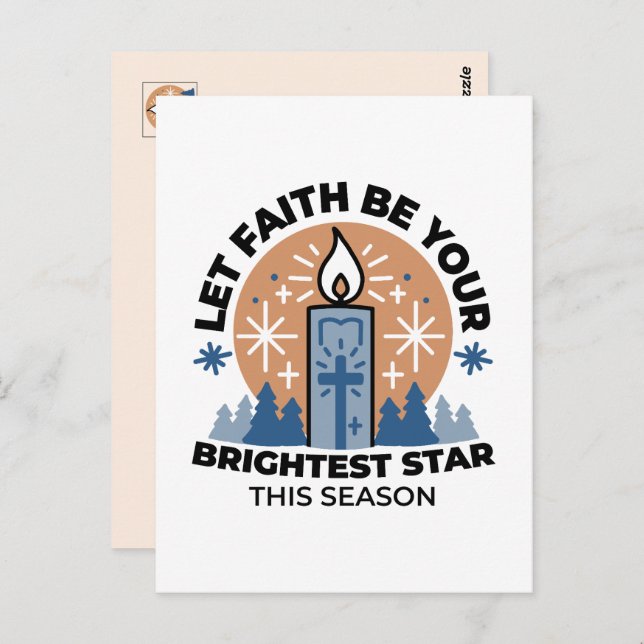 Lass Faith Shine Bright: Winterthema Postkarte (Vorne/Hinten)