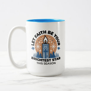 Lass Faith Shine Bright: Winterthema Zweifarbige Tasse