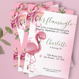 Lass Flamingle Tropical Pink Flamingo Geburtstag Einladung