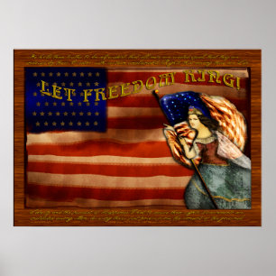 Lass Freedom Ring! Original Patriotische Malerei Poster