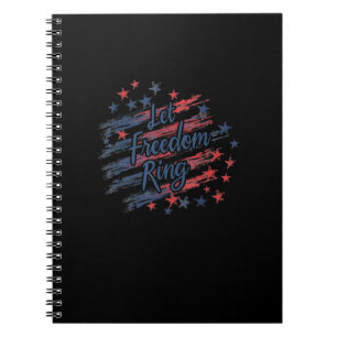 Lass Freedom Ring Patriotic 4. Juli Stars Strip Notizblock