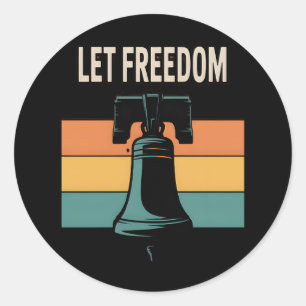 Lass Freedom Ring Sunset Bell Runder Aufkleber