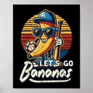 Lass Go Banana Retro Frucht Männer Jungen Kinder T Poster