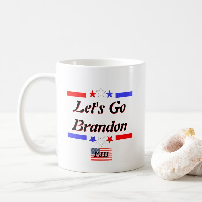 Lass Go Brandon FJB Red White Blue Stars US Flag Kaffeetasse (Mit Donut)