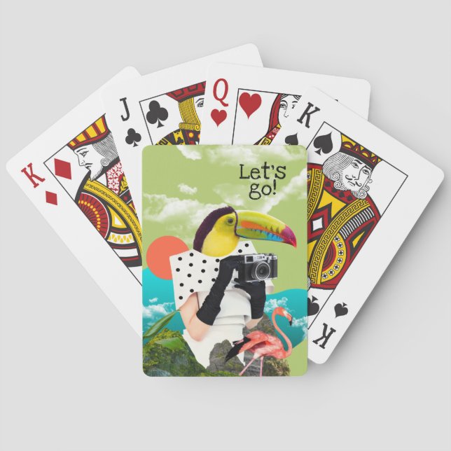 Lass Go Cool Travel Collage Pop Art Spielkarten (Rückseite)