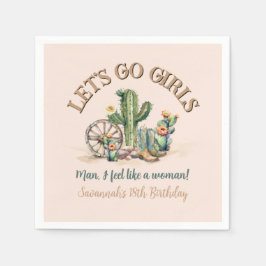 Lass Go Girls Cowgirl Rodeo Custom Blush Pink Serviette