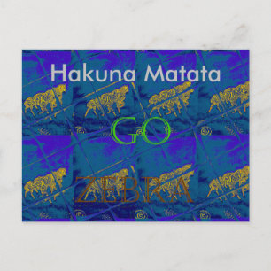 Lass Go Hakuna Matata Zebra Blue Tile Card Postkarte