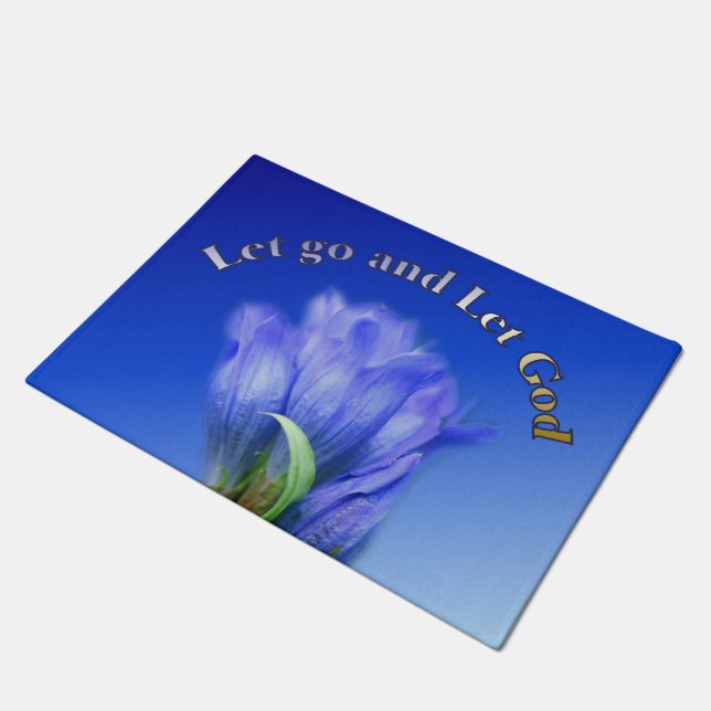 Lass Go Lasse Gott Gentian Blume Inspiration Zitat Fußmatte (Schrägansicht)