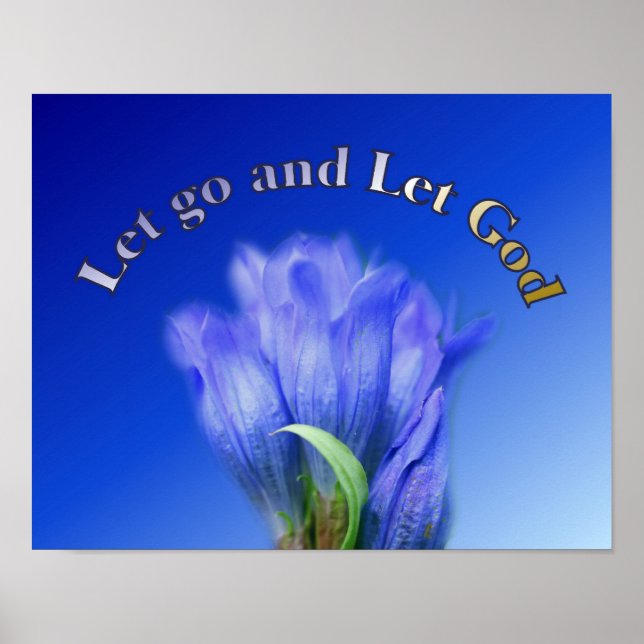 Lass Go Lasse Gott Gentian Blume Inspiration Zitat Poster (Vorne)