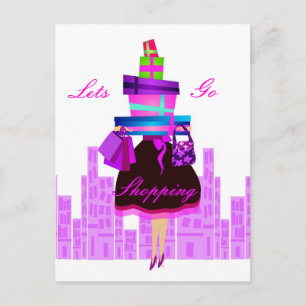 Lass Go Shopping Postkarte