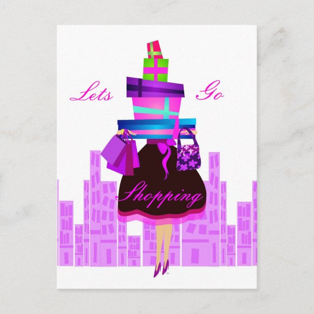Lass Go Shopping Postkarte (Vorderseite)